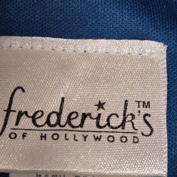 Vintage Frederick's Of Hollywood Bodycon Dress Peacock Blue Stretch Velvet Lace - Picture 8 of 11